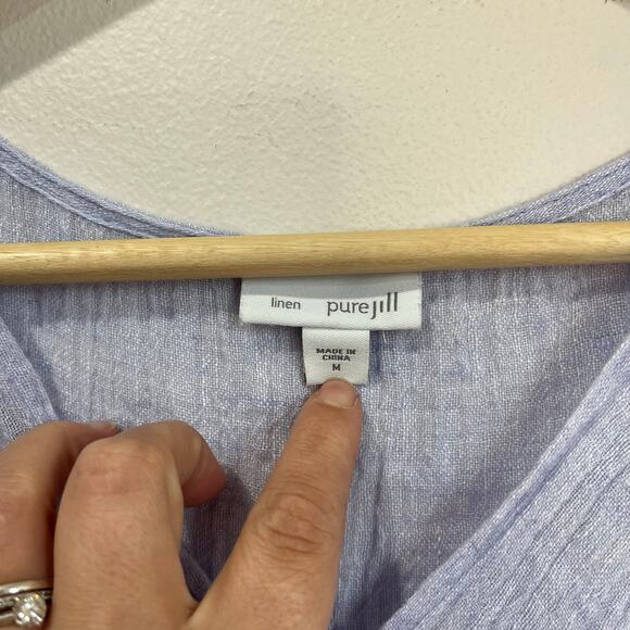 J.Jill Pure Linen Sleeveless Draped Top M Light Blue Summer Coastal Chic - Picture 3 of 6